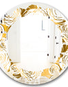 Golden Floral III - Modern Round or Oval Wall Mirror - Leaves