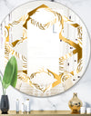 Golden Floral III - Modern Round or Oval Wall Mirror - Hexagon Star