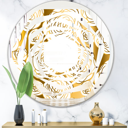 Golden Floral III - Modern Round or Oval Wall Mirror - Whirl
