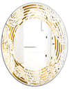 Golden Floral III - Modern Round or Oval Wall Mirror - Wave