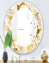 Golden Floral III - Modern Round or Oval Wall Mirror - Leaves