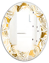 Golden Floral III - Modern Round or Oval Wall Mirror - Leaves