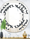 Monochrome Geometric Pattern XIV - Modern Round or Oval Wall Mirror - Space