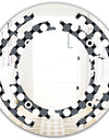 Monochrome Geometric Pattern XIV - Modern Round or Oval Wall Mirror - Space