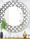 Monochrome Geometric Pattern XIV - Modern Round or Oval Wall Mirror - Wave