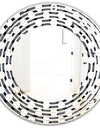 Monochrome Geometric Pattern XIV - Modern Round or Oval Wall Mirror - Wave