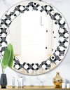 Monochrome Geometric Pattern XIV - Modern Round or Oval Wall Mirror - Leaves