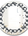 Monochrome Geometric Pattern XIV - Modern Round or Oval Wall Mirror - Leaves