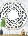 Monochrome Geometric Pattern XIV - Modern Round or Oval Wall Mirror - Whirl