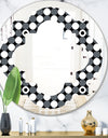 Monochrome Geometric Pattern XIV - Modern Round or Oval Wall Mirror - Quatrefoil