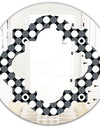 Monochrome Geometric Pattern XIV - Modern Round or Oval Wall Mirror - Quatrefoil