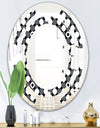 Monochrome Geometric Pattern XIV - Modern Round or Oval Wall Mirror - Space