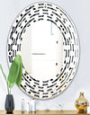 Monochrome Geometric Pattern XIV - Modern Round or Oval Wall Mirror - Wave