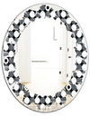 Monochrome Geometric Pattern XIV - Modern Round or Oval Wall Mirror - Leaves
