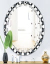 Monochrome Geometric Pattern XIV - Modern Round or Oval Wall Mirror - Triple C