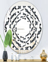 Monochrome Geometric Pattern XIV - Modern Round or Oval Wall Mirror - Whirl