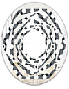Monochrome Geometric Pattern XIV - Modern Round or Oval Wall Mirror - Whirl
