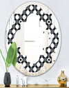 Monochrome Geometric Pattern XIV - Modern Round or Oval Wall Mirror - Quatrefoil