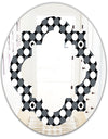 Monochrome Geometric Pattern XIV - Modern Round or Oval Wall Mirror - Quatrefoil
