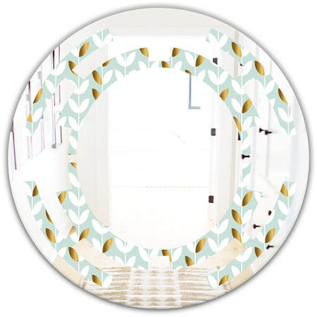 Golden Foliage X - Modern Round or Oval Wall Mirror - Space