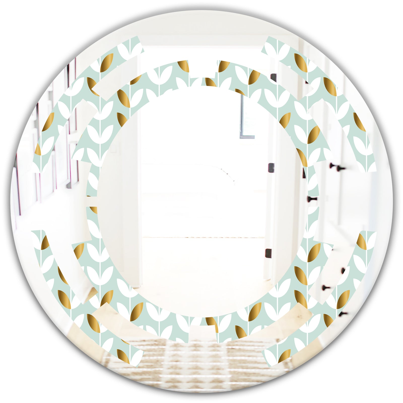 Golden Foliage X - Modern Round or Oval Wall Mirror - Space