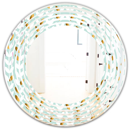 Golden Foliage X - Modern Round or Oval Wall Mirror - Wave