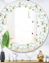 Golden Foliage X - Modern Round or Oval Wall Mirror - Leaves