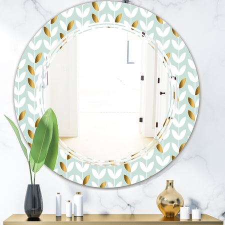 Golden Foliage X - Modern Round or Oval Wall Mirror - Triple C