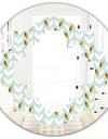 Golden Foliage X - Modern Round or Oval Wall Mirror - Quatrefoil