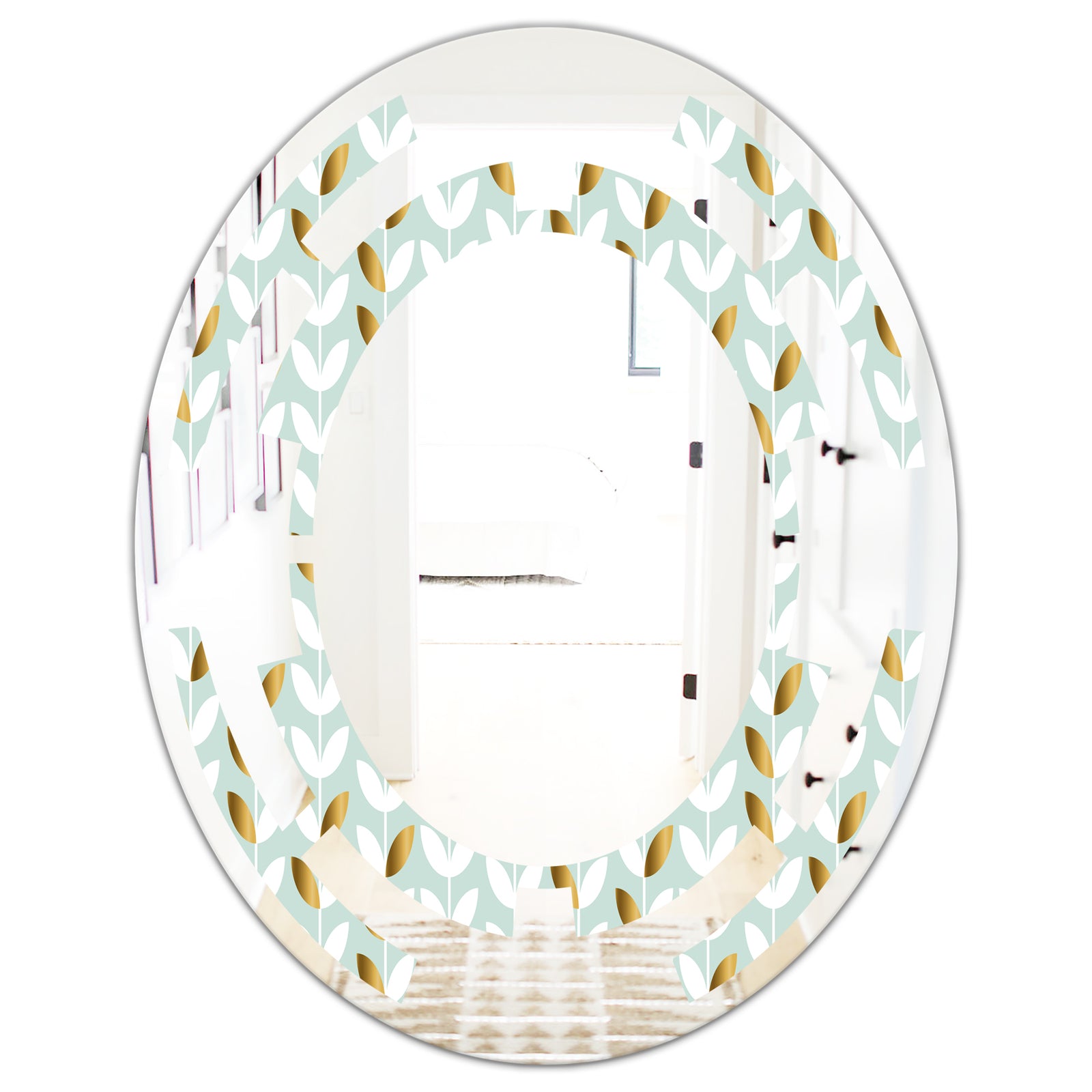 Golden Foliage X - Modern Round or Oval Wall Mirror - Space