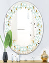 Golden Foliage X - Modern Round or Oval Wall Mirror - Leaves