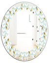 Golden Foliage X - Modern Round or Oval Wall Mirror - Leaves