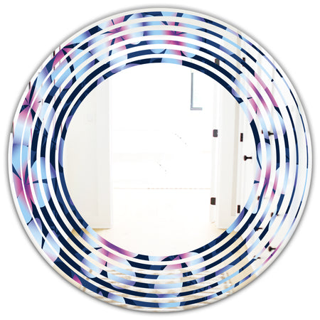 Retro Frangipani Flowers - Modern Round or Oval Wall Mirror - Wave