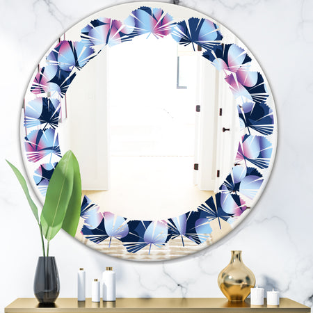 Retro Frangipani Flowers - Modern Round or Oval Wall Mirror - Leaves