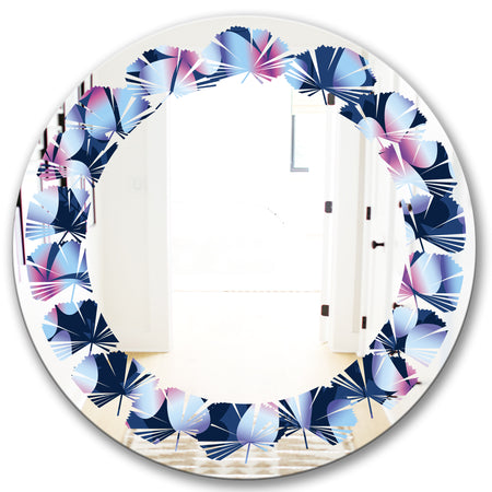 Retro Frangipani Flowers - Modern Round or Oval Wall Mirror - Leaves