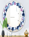 Retro Frangipani Flowers - Modern Round or Oval Wall Mirror - Leaves