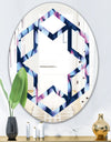 Retro Frangipani Flowers - Modern Round or Oval Wall Mirror - Hexagon Star