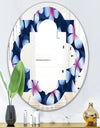 Retro Frangipani Flowers - Modern Round or Oval Wall Mirror - Quatrefoil