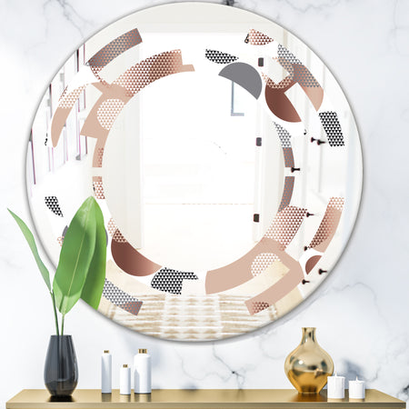 Circular Abstract Retro Geometric XIII - Modern Round or Oval Wall Mirror - Space