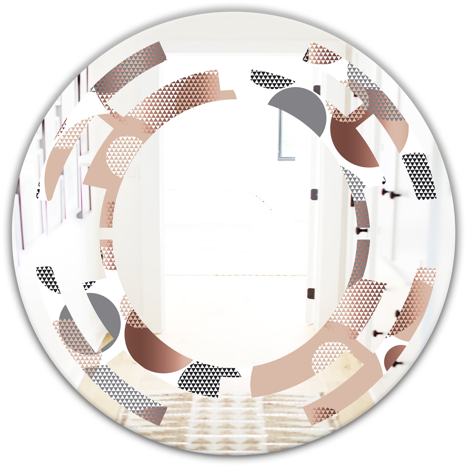 Circular Abstract Retro Geometric XIII - Modern Round or Oval Wall Mirror - Space