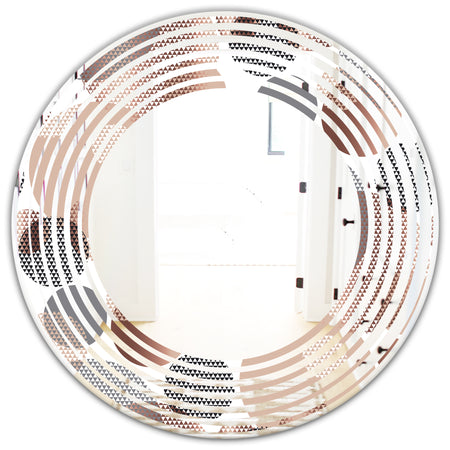 Circular Abstract Retro Geometric XIII - Modern Round or Oval Wall Mirror - Wave