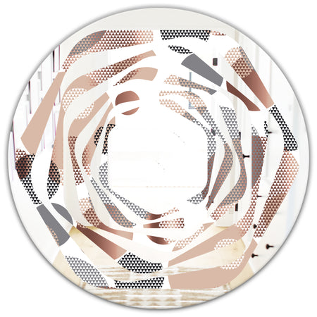 Circular Abstract Retro Geometric XIII - Modern Round or Oval Wall Mirror - Whirl
