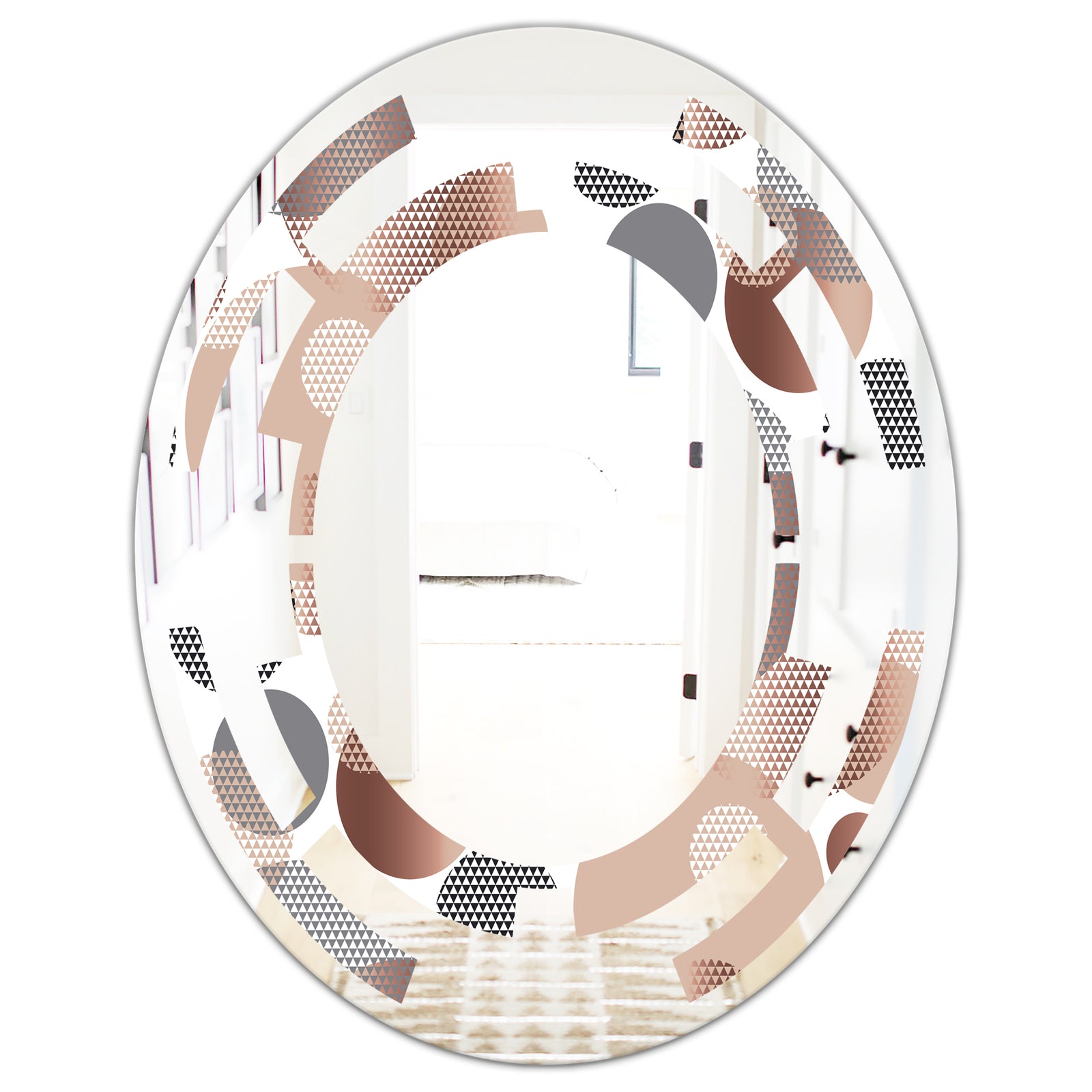 Circular Abstract Retro Geometric XIII - Modern Round or Oval Wall Mirror - Space