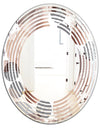 Circular Abstract Retro Geometric XIII - Modern Round or Oval Wall Mirror - Wave