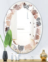 Circular Abstract Retro Geometric XIII - Modern Round or Oval Wall Mirror - Leaves