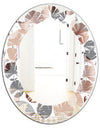 Circular Abstract Retro Geometric XIII - Modern Round or Oval Wall Mirror - Leaves