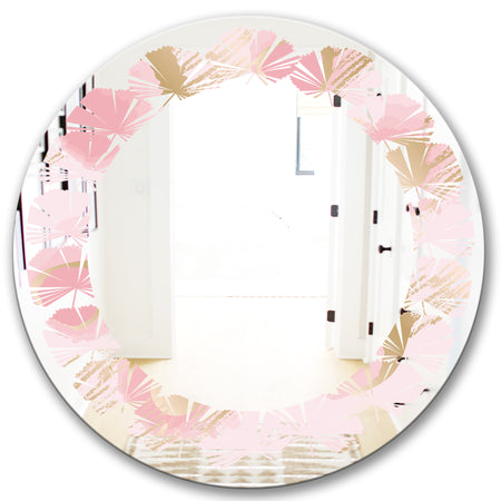 Abstract Flower Design IX - Cottage Round or Oval Wall Mirror - Leaves