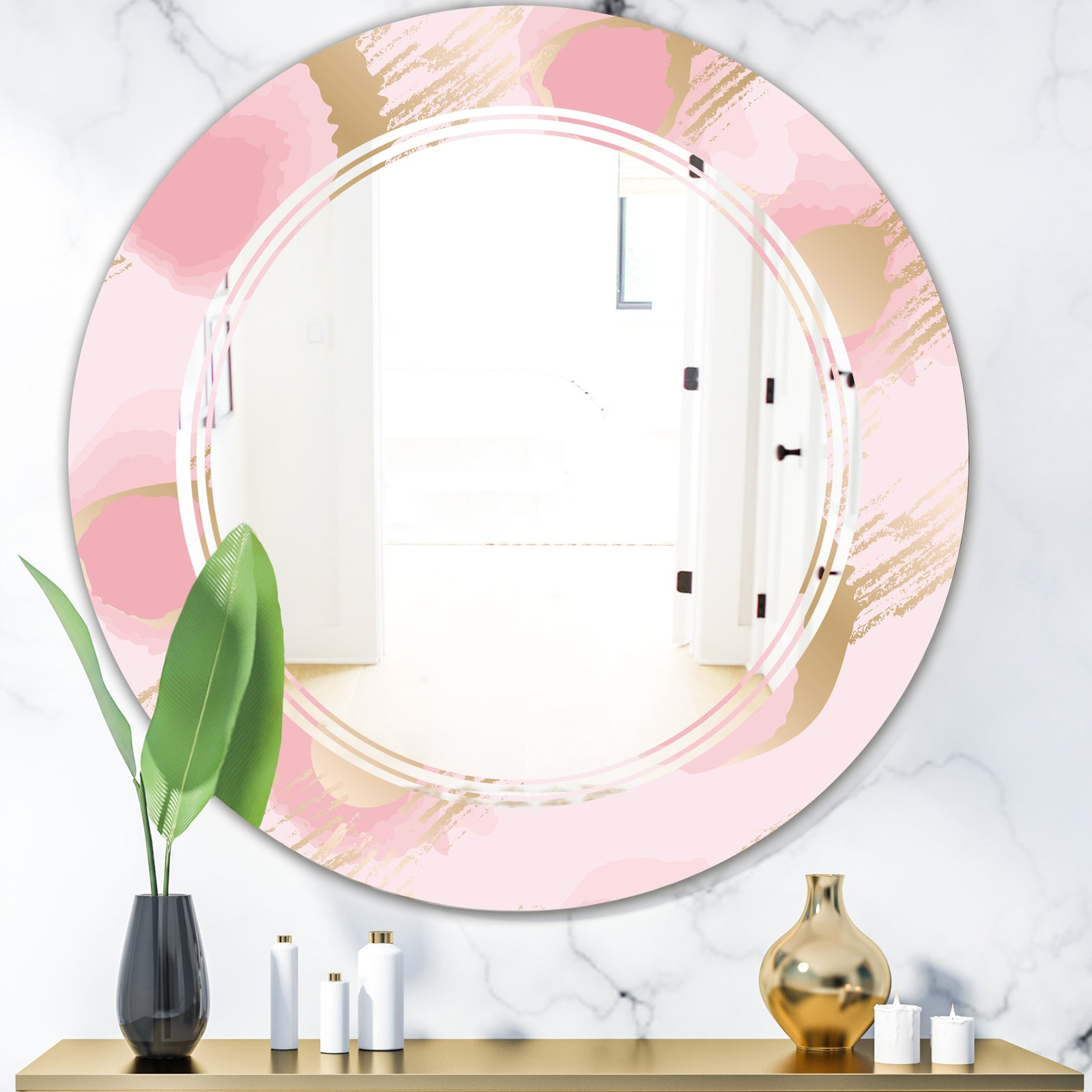 Abstract Flower Design IX - Cottage Round or Oval Wall Mirror - Triple C