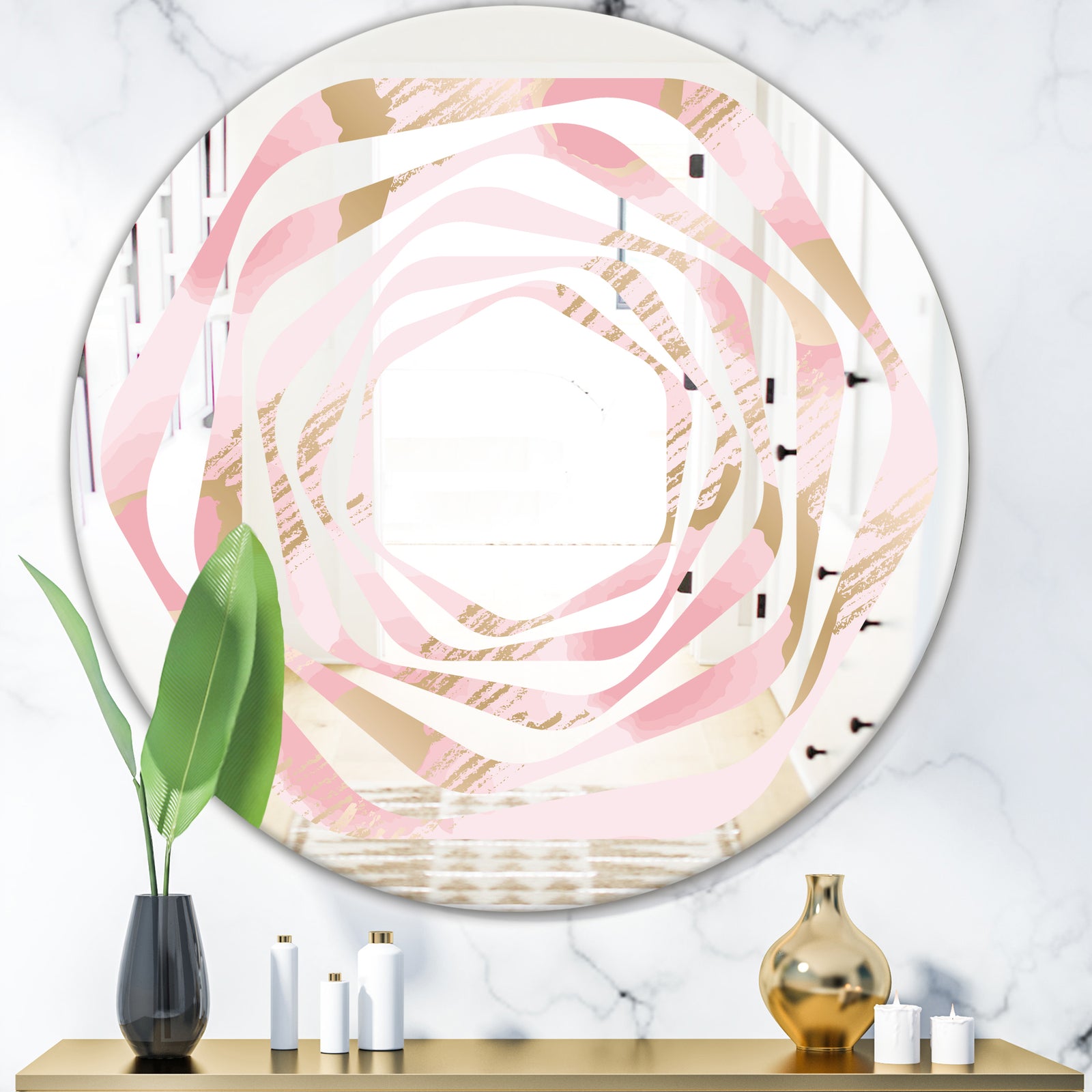 Abstract Flower Design IX - Cottage Round or Oval Wall Mirror - Whirl