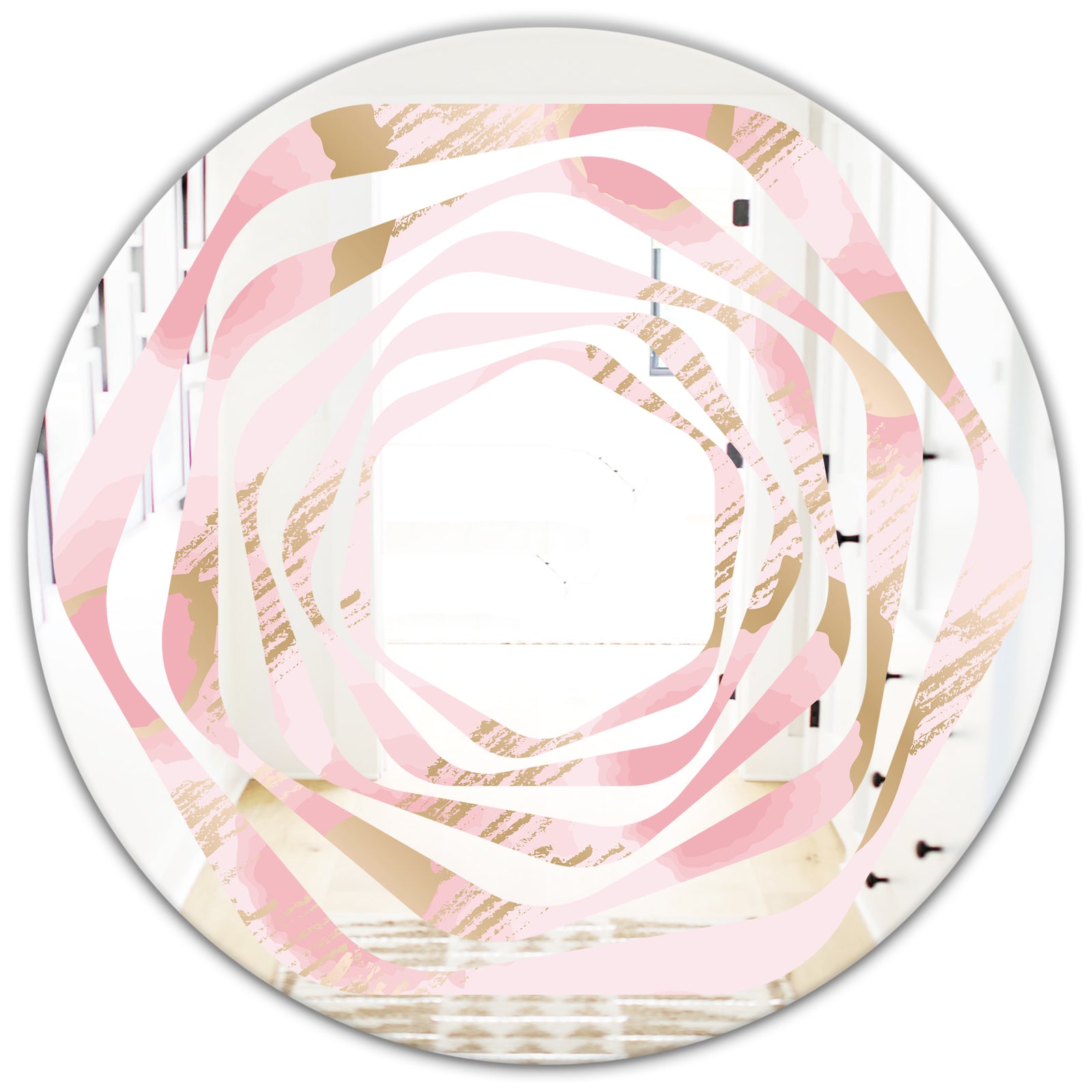 Abstract Flower Design IX - Cottage Round or Oval Wall Mirror - Whirl